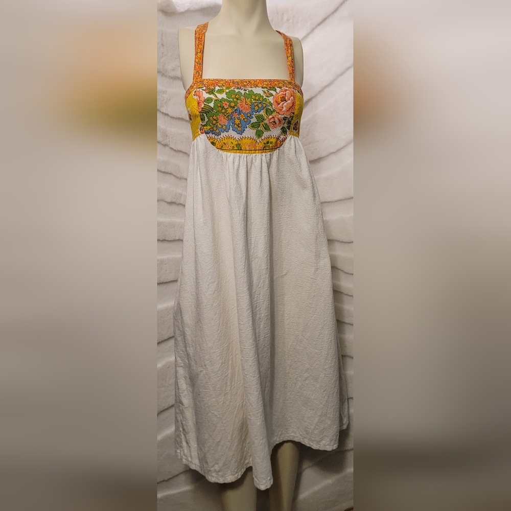 VTG Liberty House Hawaii Dano Womens Sm/Med Adjustable Straps Midi Dress Pockets